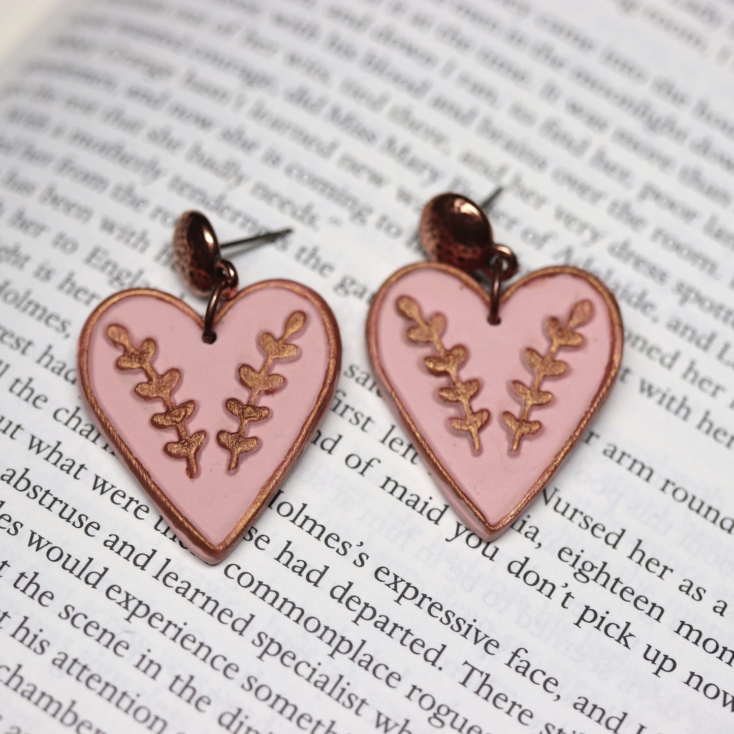 Heart Earrings in Folk Florals 01