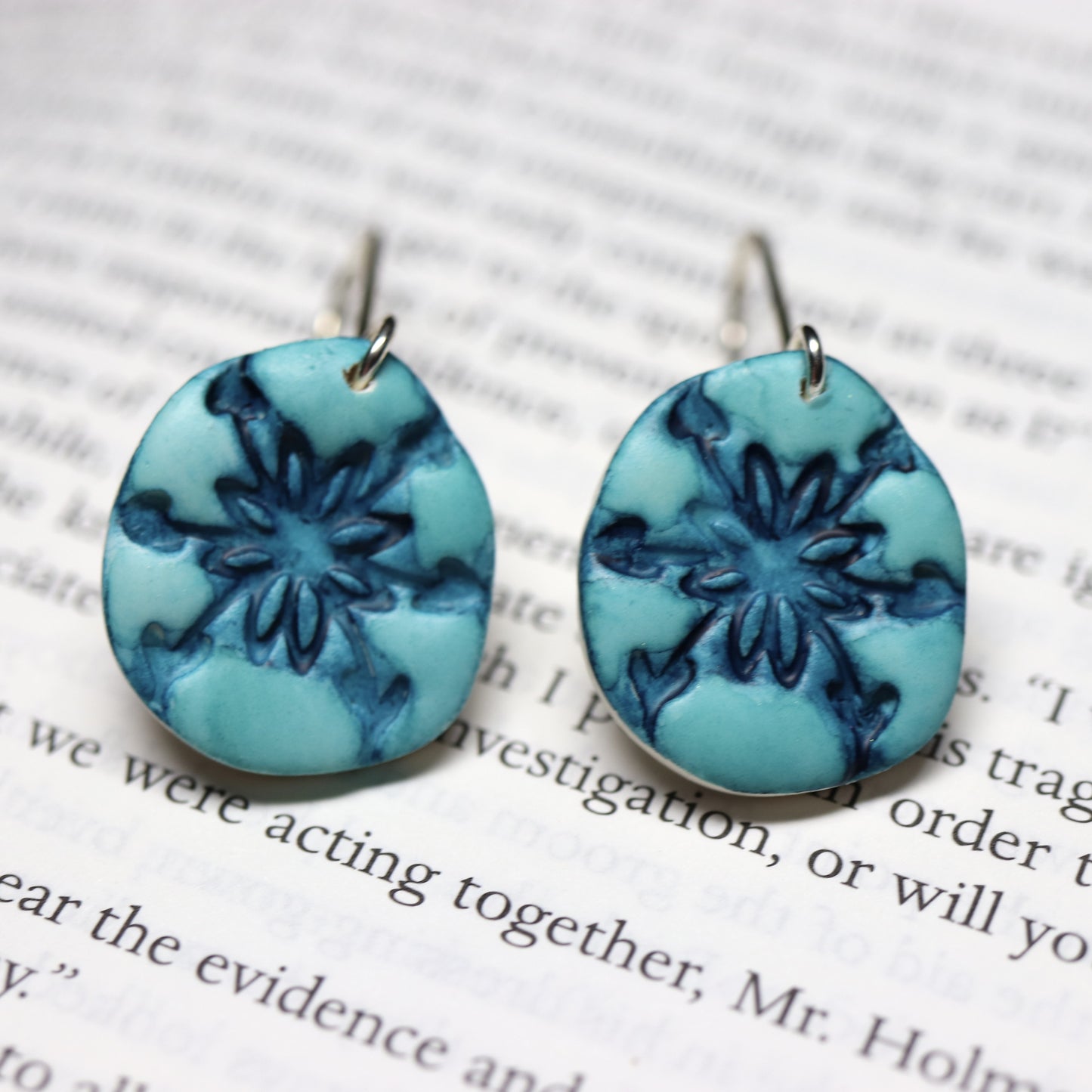 Sand Dollar Earrings in Teal Watercolor