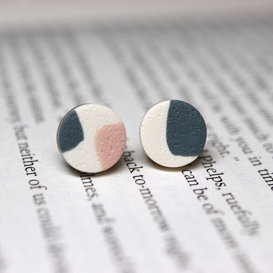 Circle Studs - Blue and Pink Abstracts