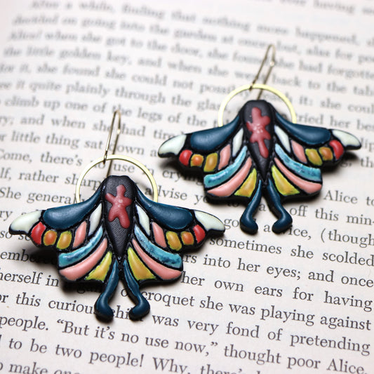 Rainbow Luna Moth Earrings 01