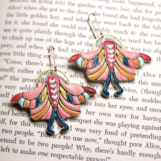 Rainbow Luna Moth Earrings 03