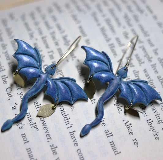 Saphire Blue Dragon Earrings