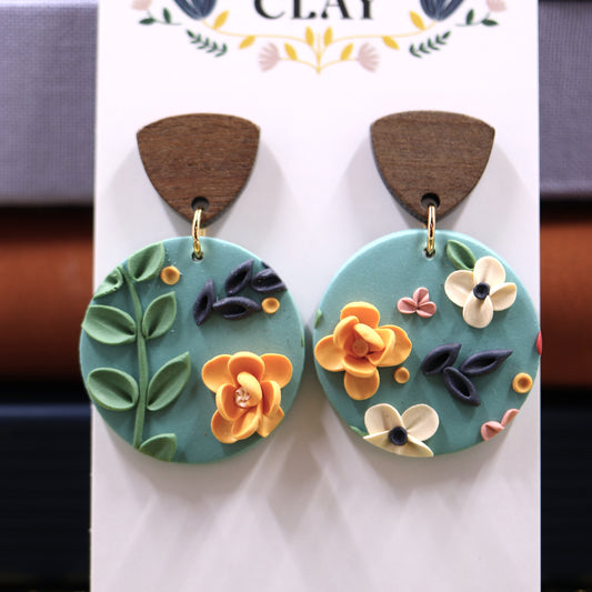 Meg Earrings in Turquoise Floral 01