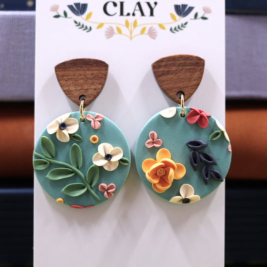 Meg Earrings in Turquoise Floral 03