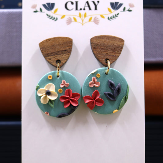 Jo Earrings in Turquoise Floral 02