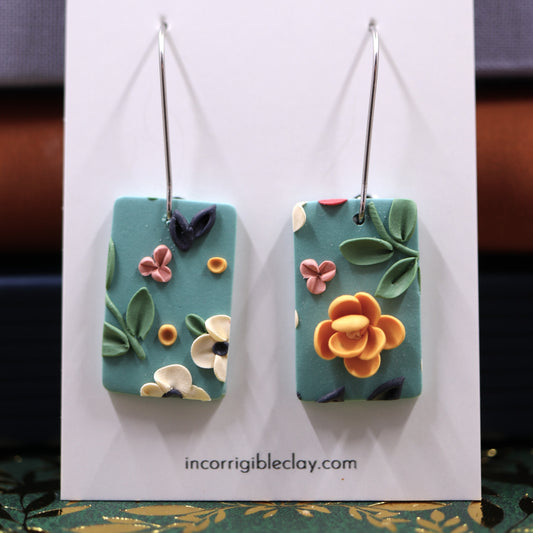 Daphne Earrings in Turquoise Floral 02