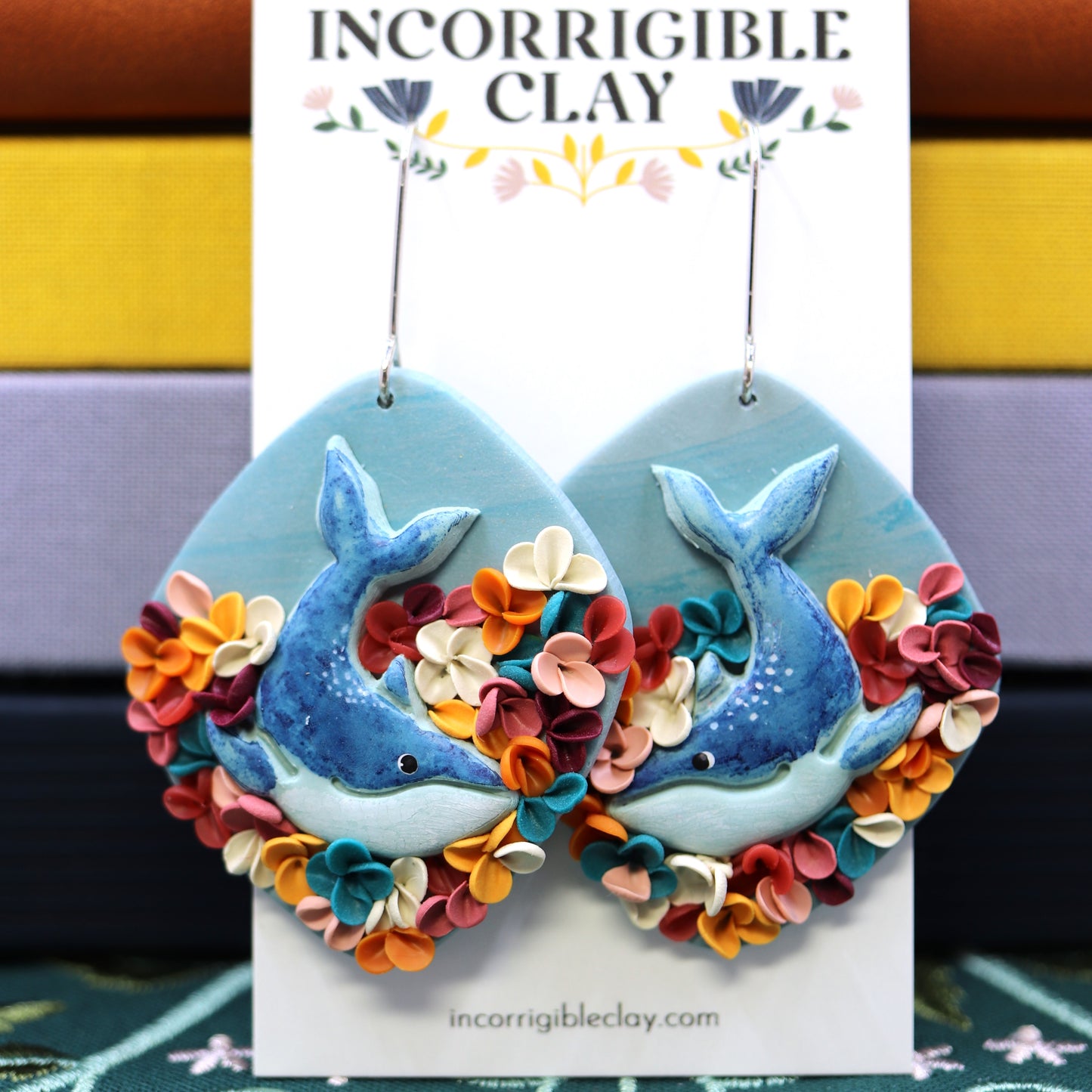 Elaine Earrings in Floral Whales