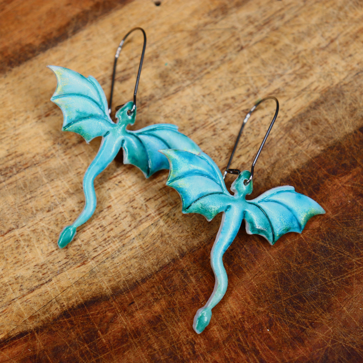 Watercolor Dragon Earrings