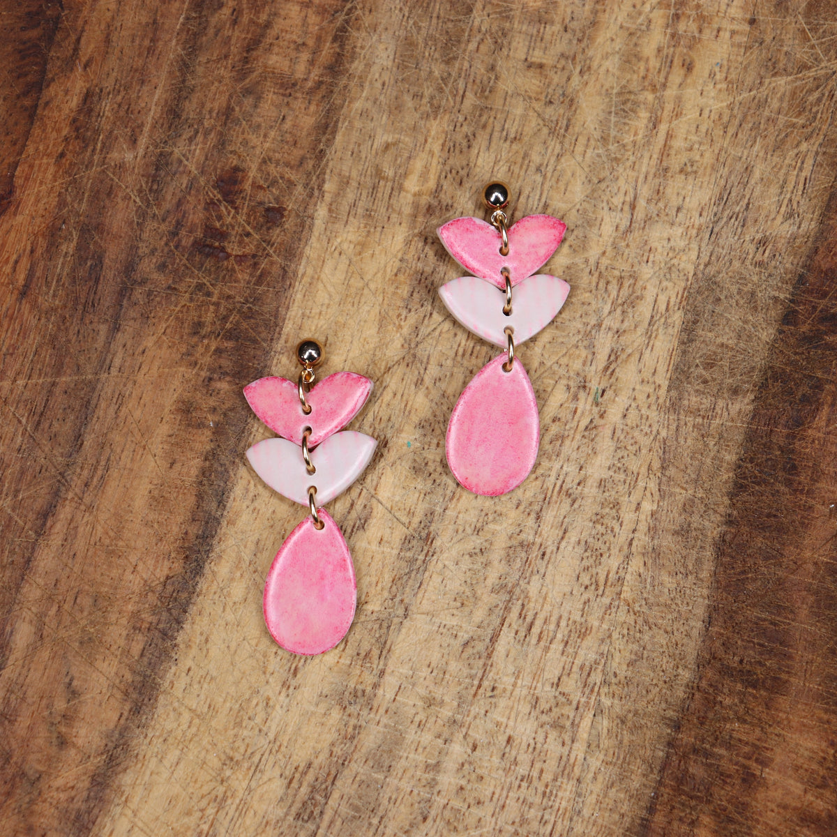 Emily Earrings in Red & Pink