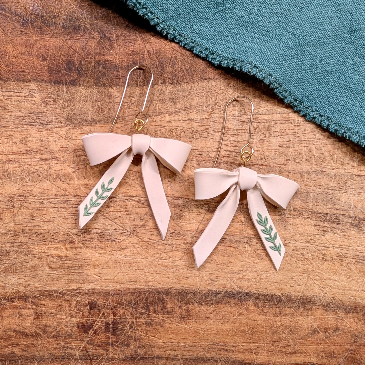 Lydia's White Ribbon Earrings