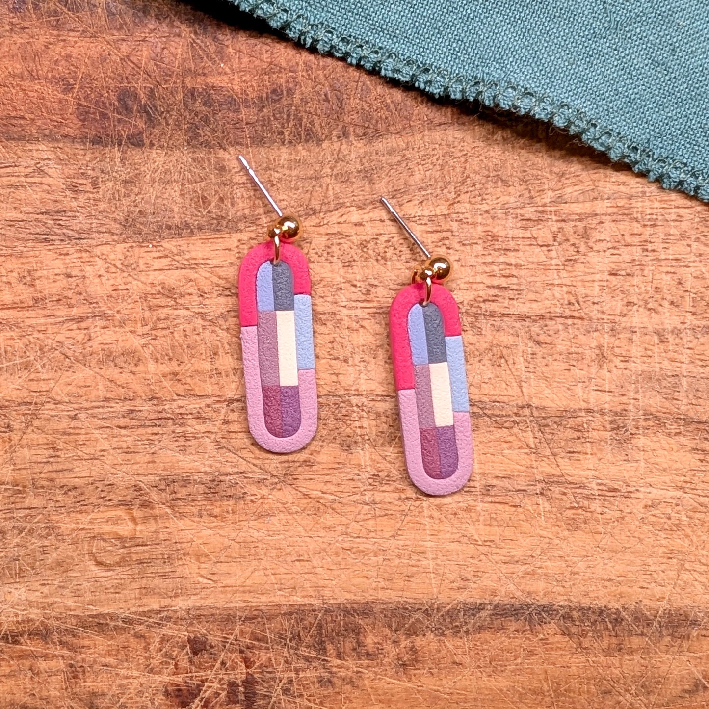 Retro Modern Bar Earrings in Blues, Pinks, and Purples 02