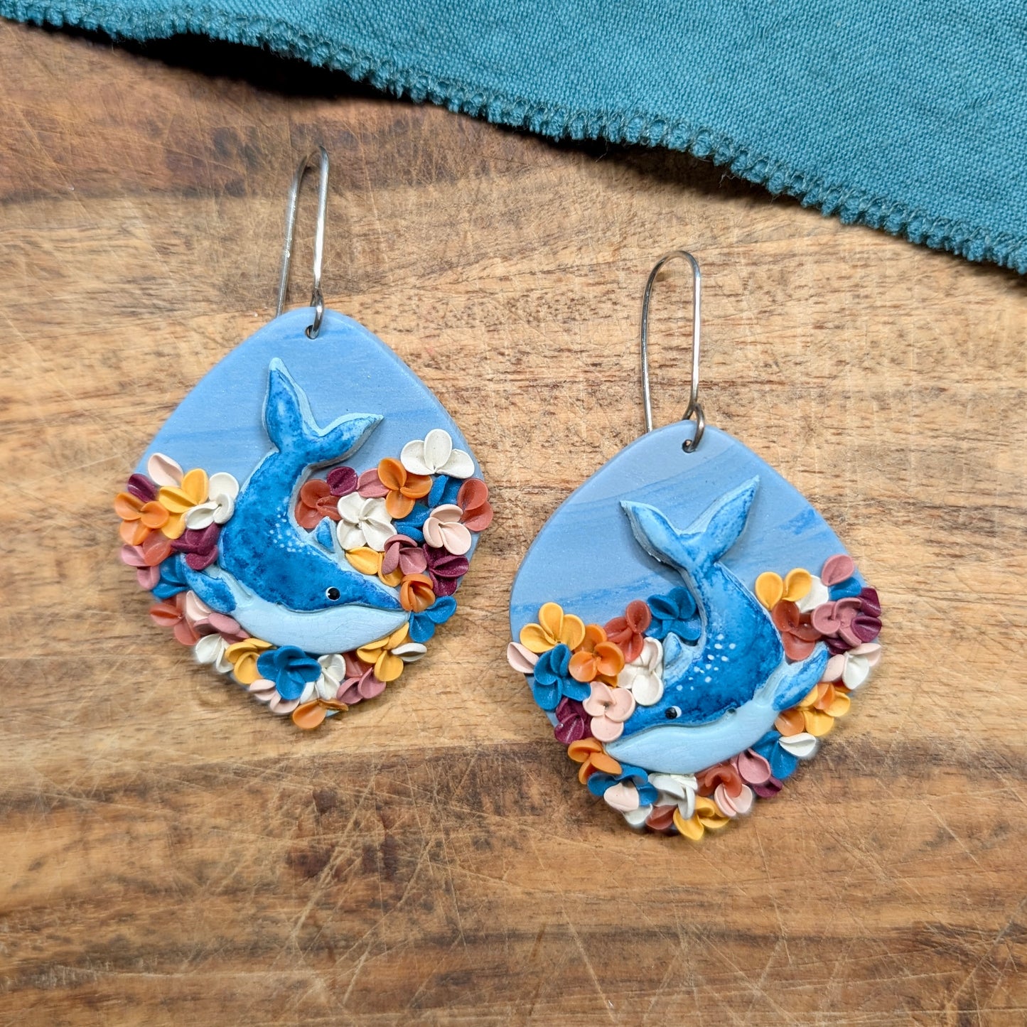 Elaine Earrings in Floral Whales