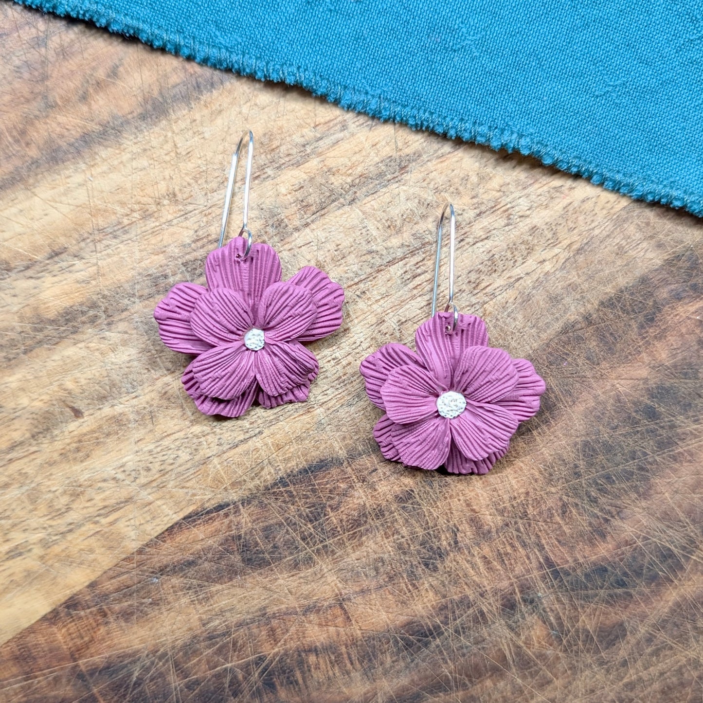 Pink Flower Earrings
