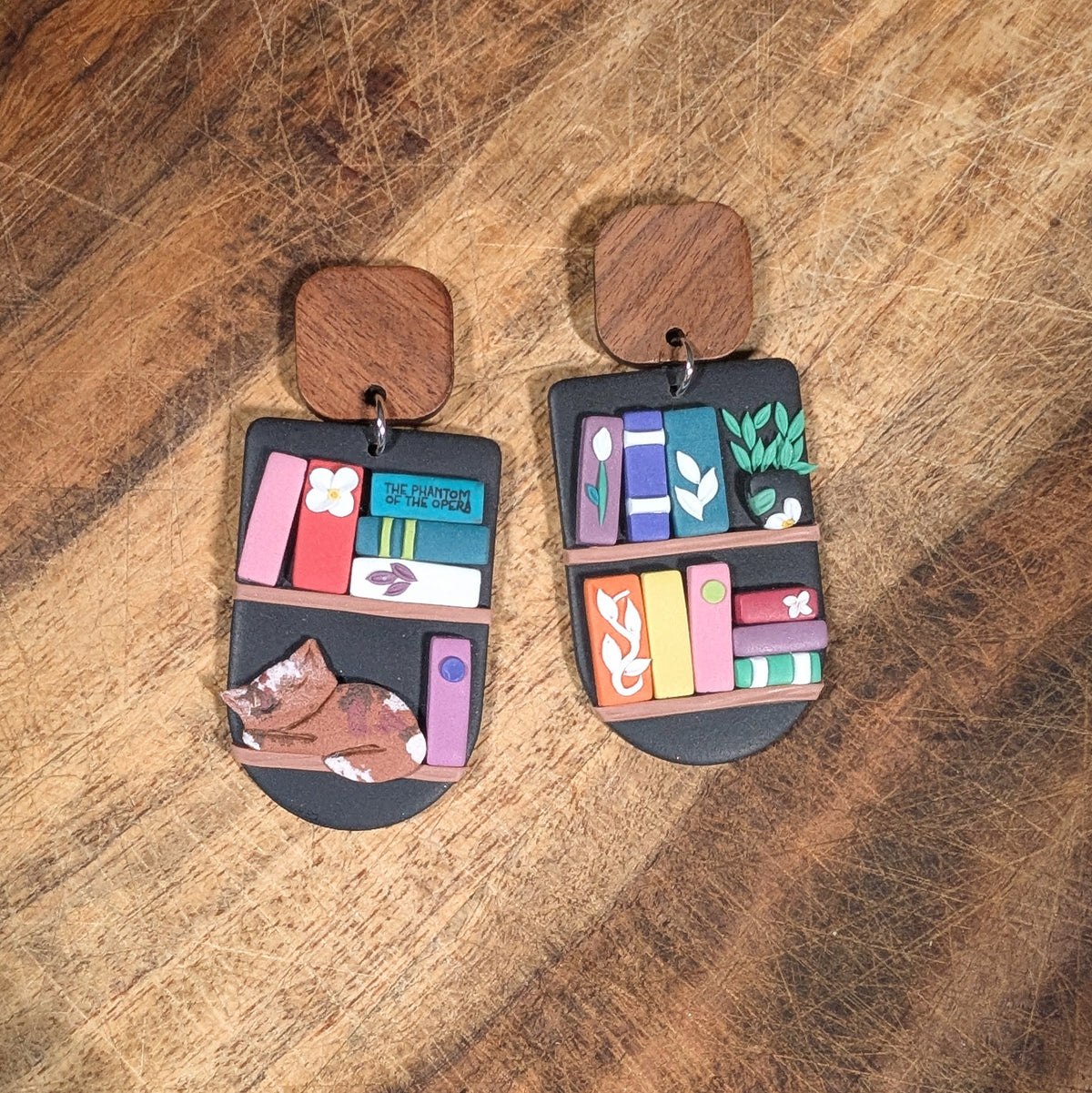 Elizabeth Bookshelf Earrings with "The Phantom of the Opera"
