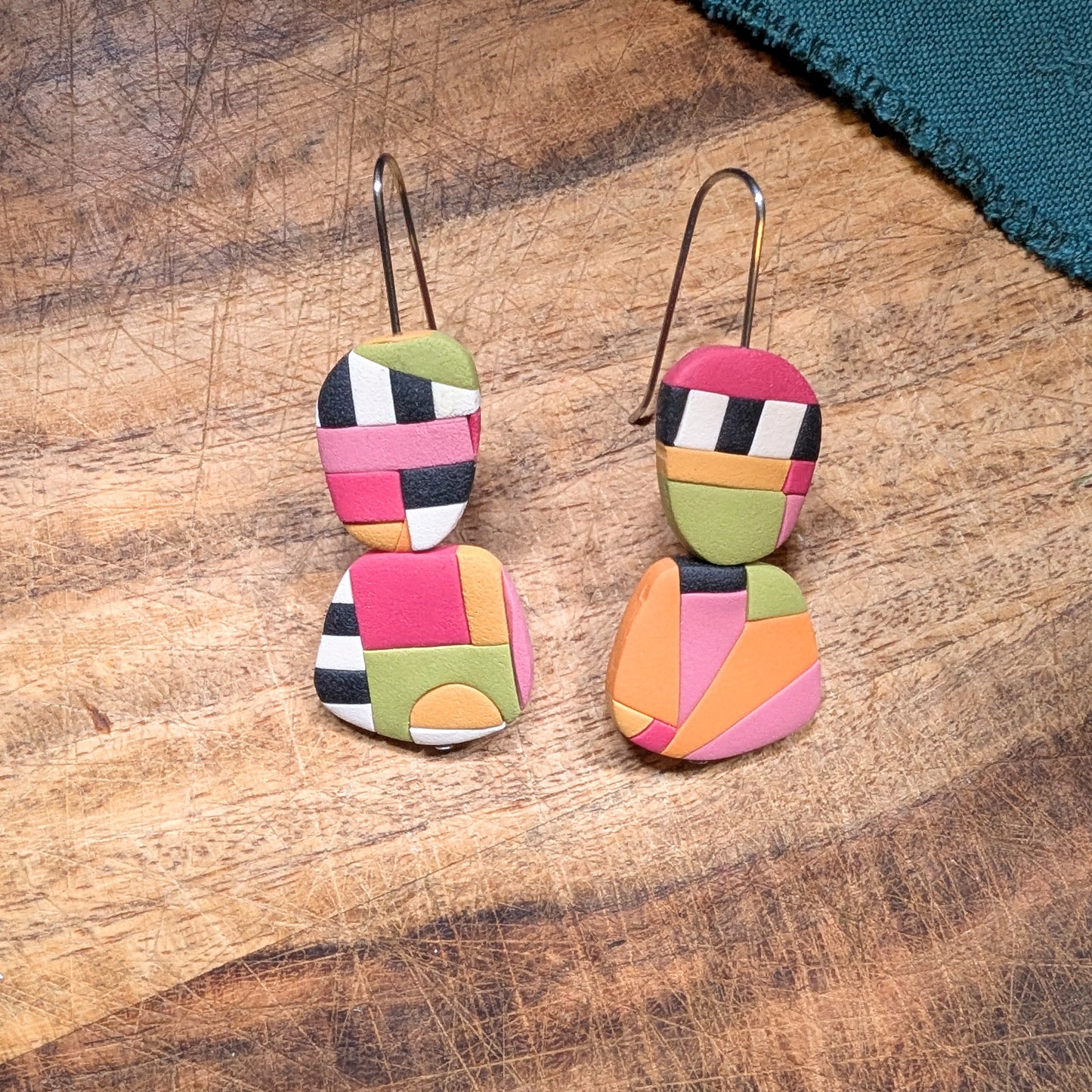 Stacked Pebble Earrings in Geometric Disco