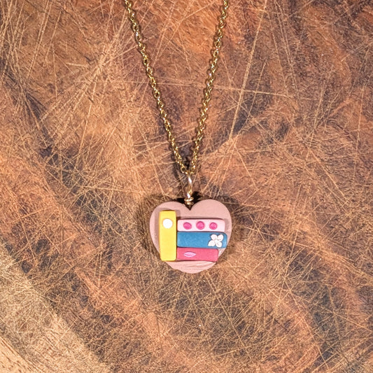 Mini Heart Bookshelf Necklace