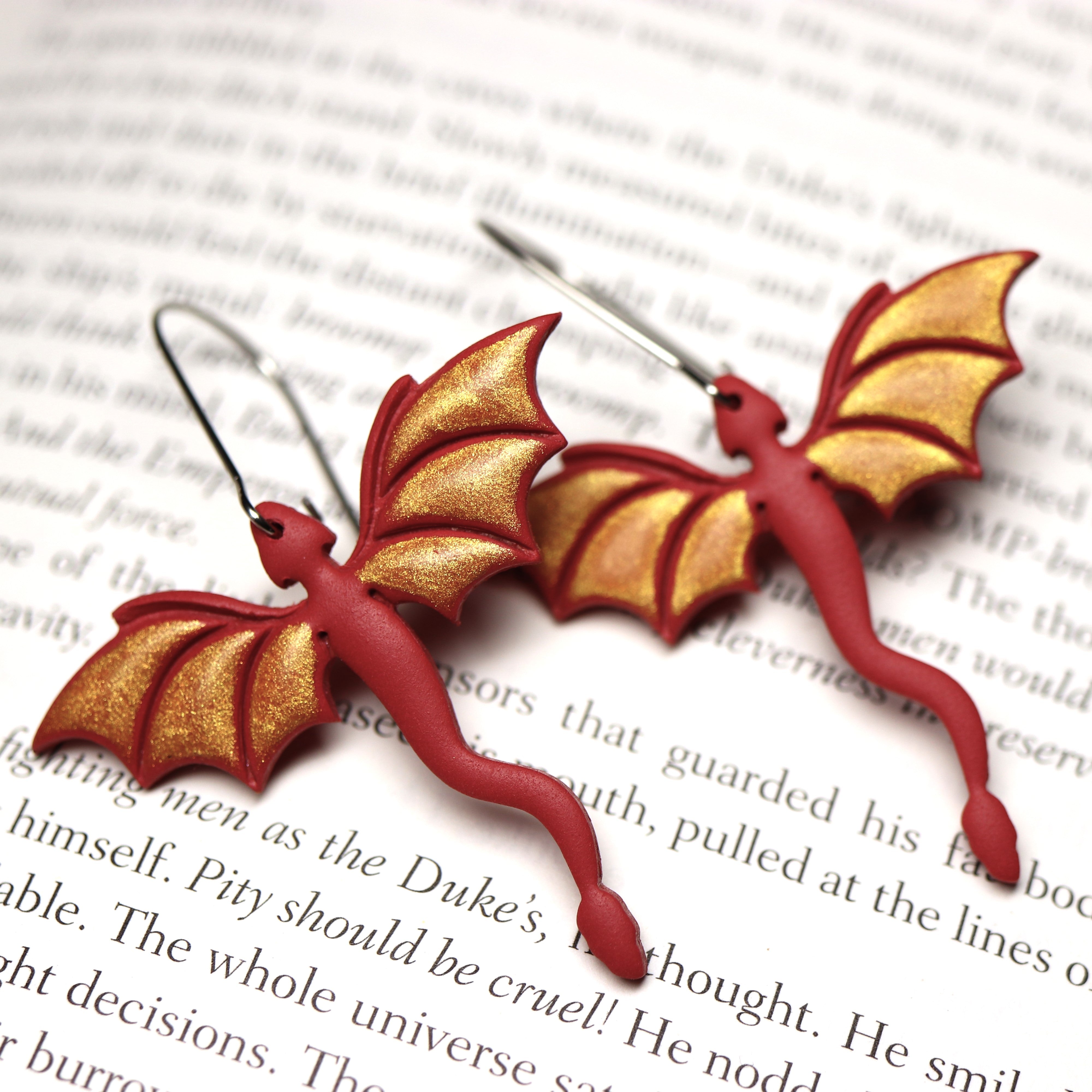 Red sales dragon earrings