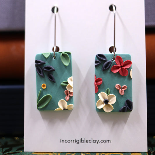 Daphne Earrings in Turquoise Floral 01