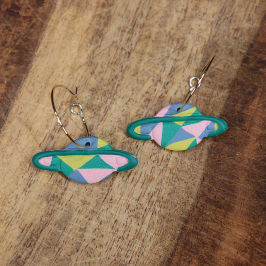 Saturn Earrings in Retro Diner