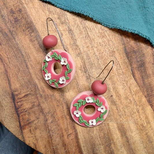 Pink Donut Earrings