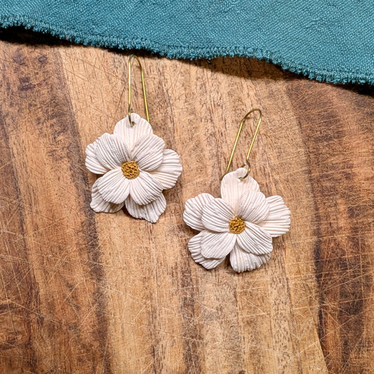 White Flower Earrings 01