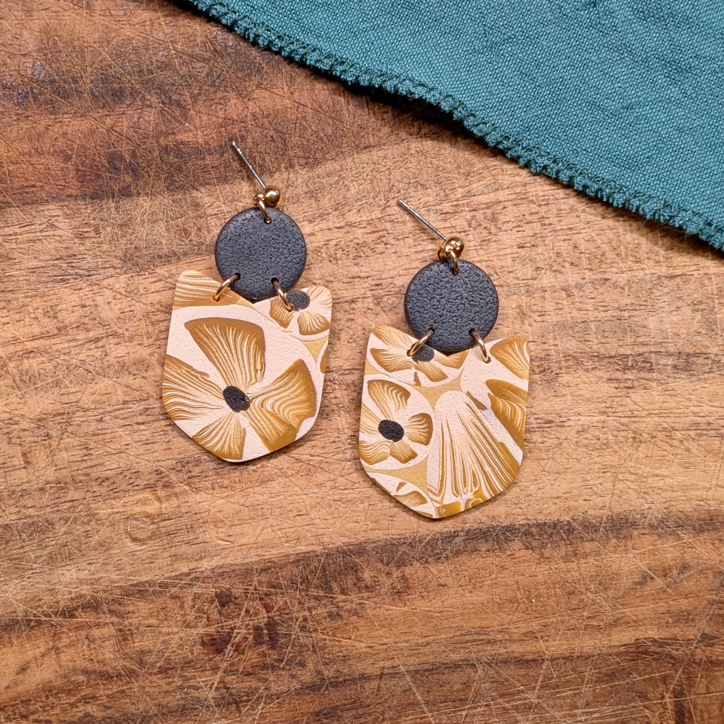 Ava Earrings in Yellow Ochre Floral