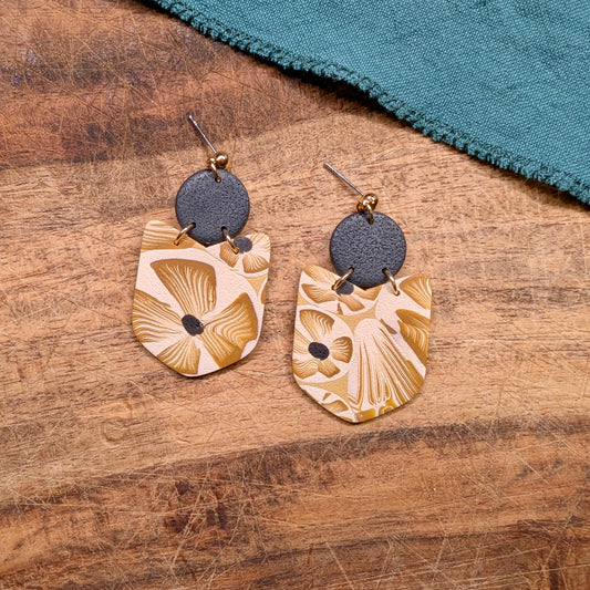 Ava Earrings in Yellow Ochre Floral