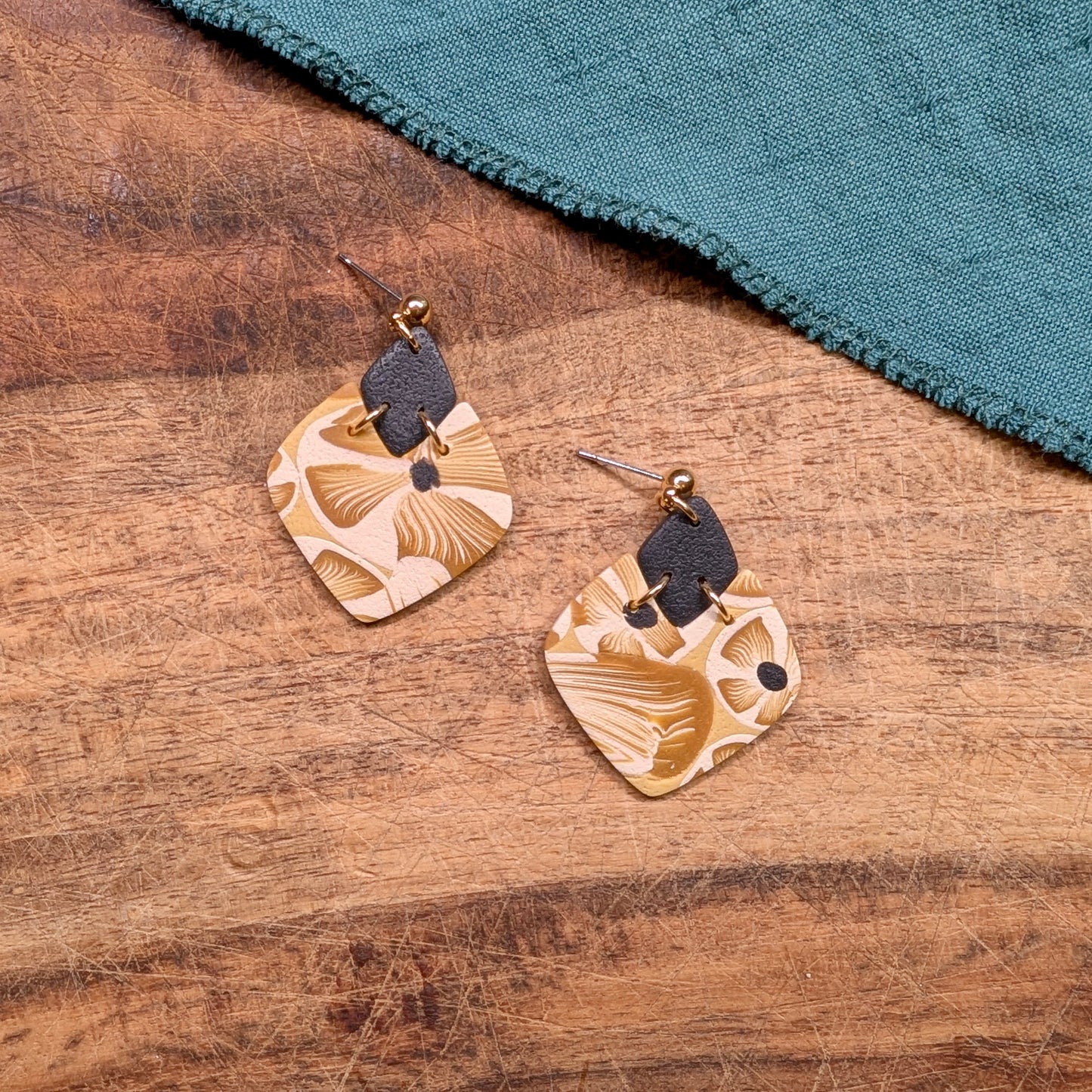 Veronica Earrings in Yellow Ochre Floral