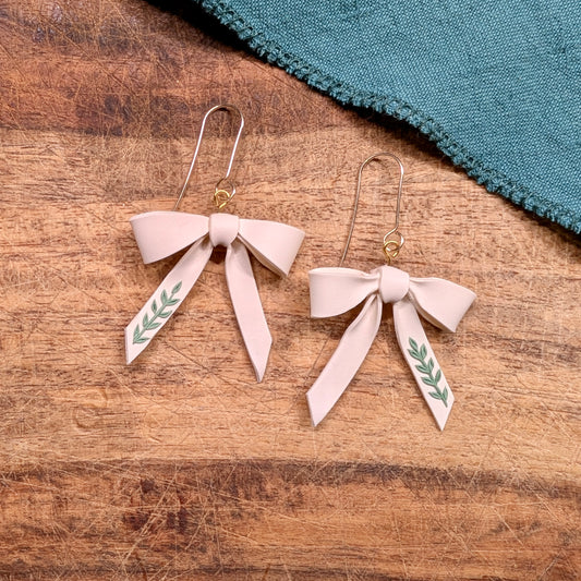 Lydia's White Ribbon Earrings