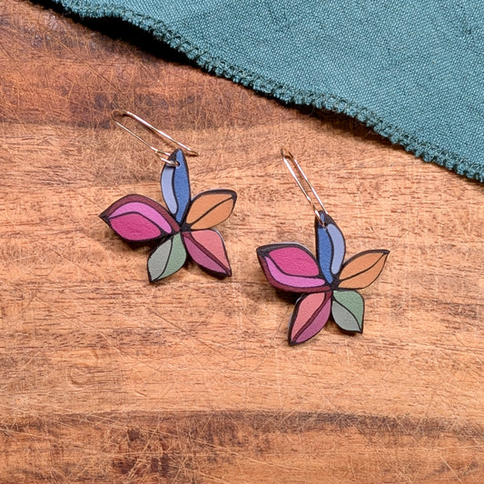 Bold Rainbow Flower Earrings