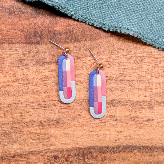 Retro Modern Bar Earrings in Blues, Pinks, and Purples 01