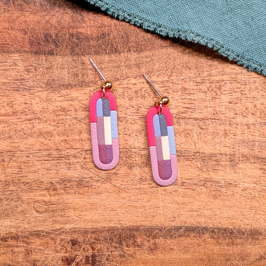 Retro Modern Bar Earrings in Blues, Pinks, and Purples 02