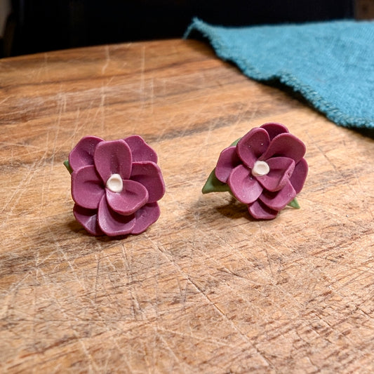 Dusty Rose Flower Studs 01
