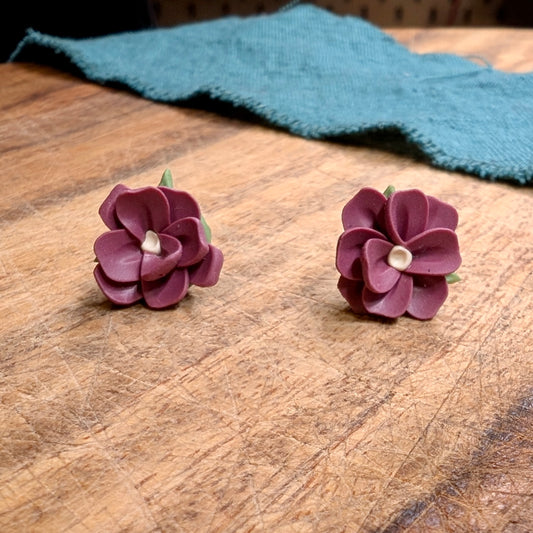 Dusty Rose Flower Studs 02