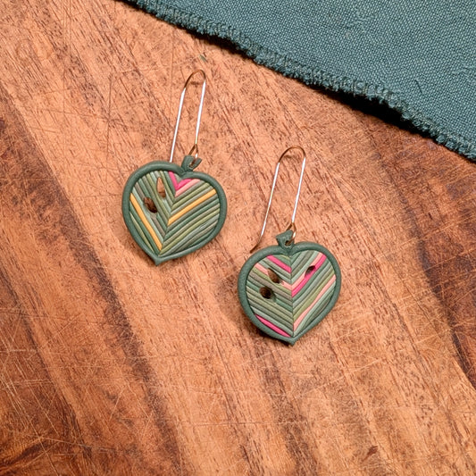 Monstera Leaf Earrings w/ Multicolor Accents 01