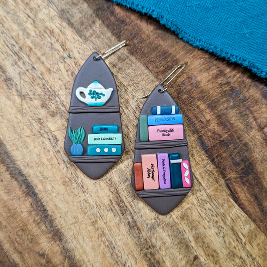 Jane Austen Bookshelf Earrings 01