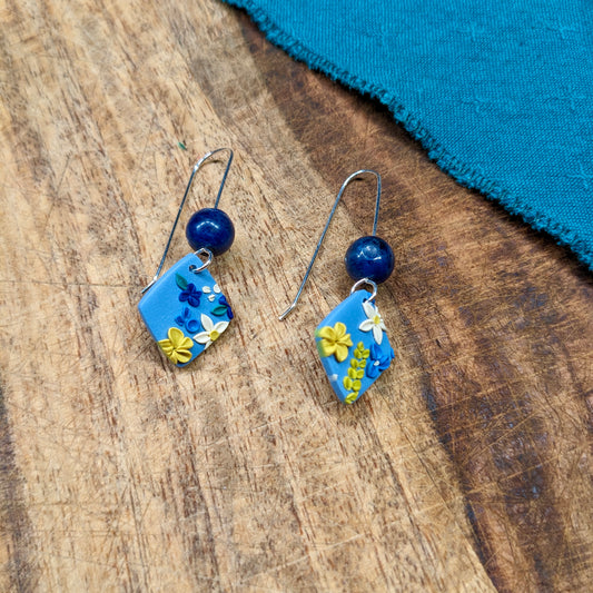 Diamond Earrings in Cool Tone Florals
