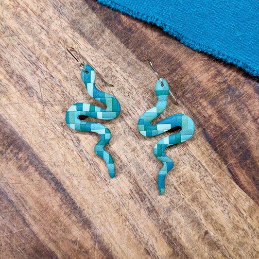 Snake Earrings in Green Hues