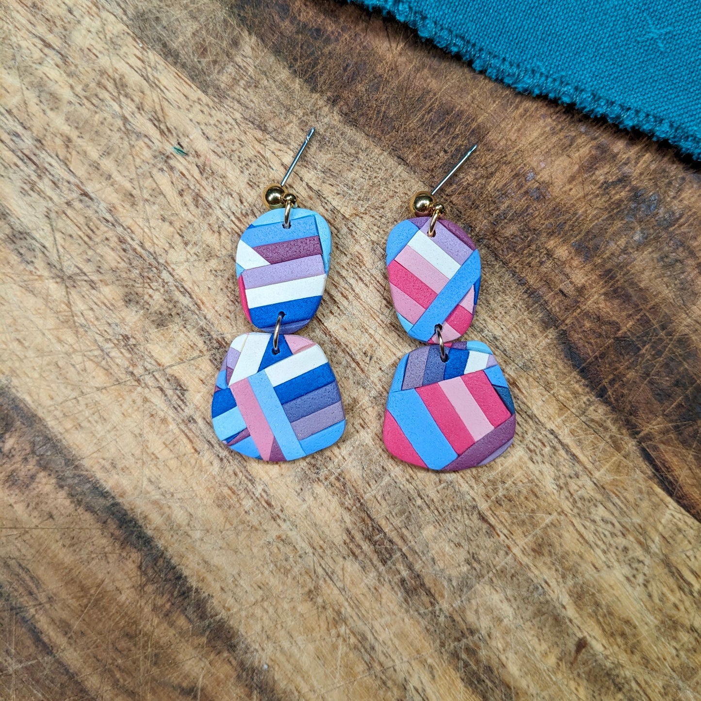 Retro Modern Pebble Earrings in Pinks, Blues, and Purples