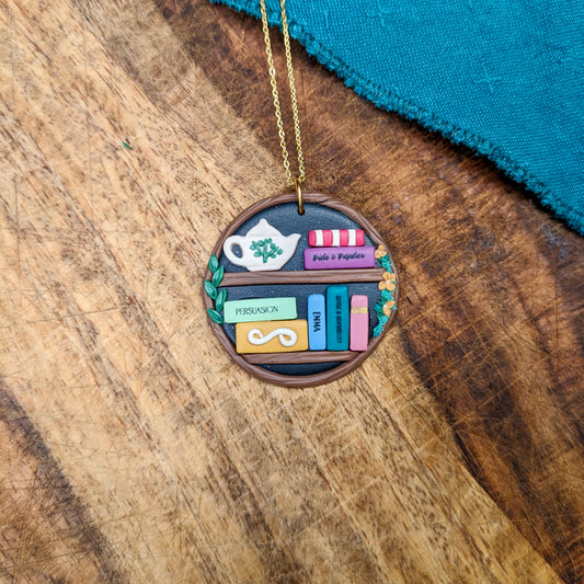 Jane Austen Magic Tree Bookshelf Pendant