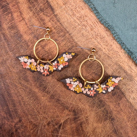 Floral Bat Earrings