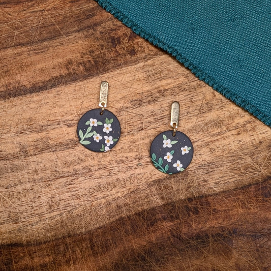 Jo Earrings in Black and White Floral