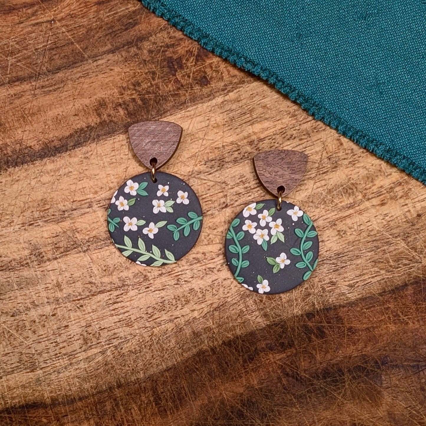 Meg Earrings in Black and White Floral