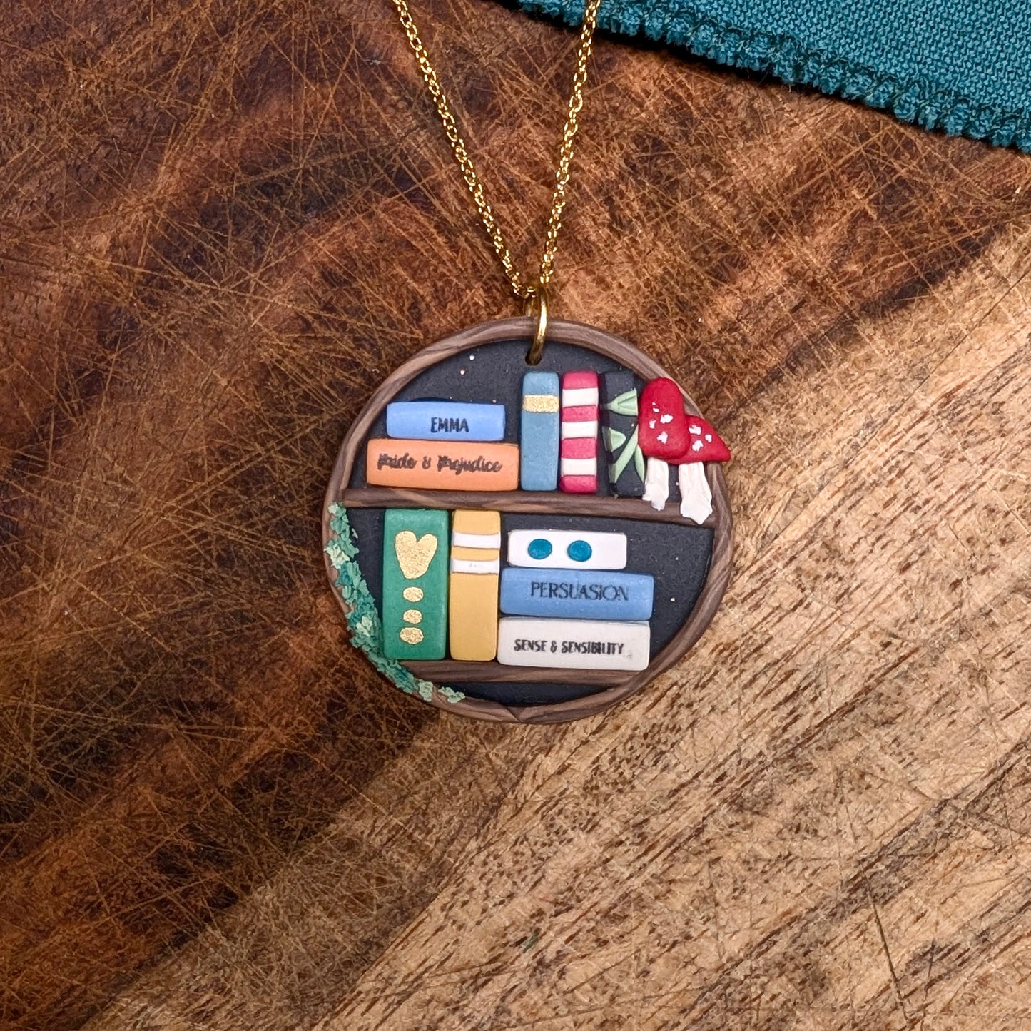 Jane Austen Magic Tree Bookshelf Pendant 01