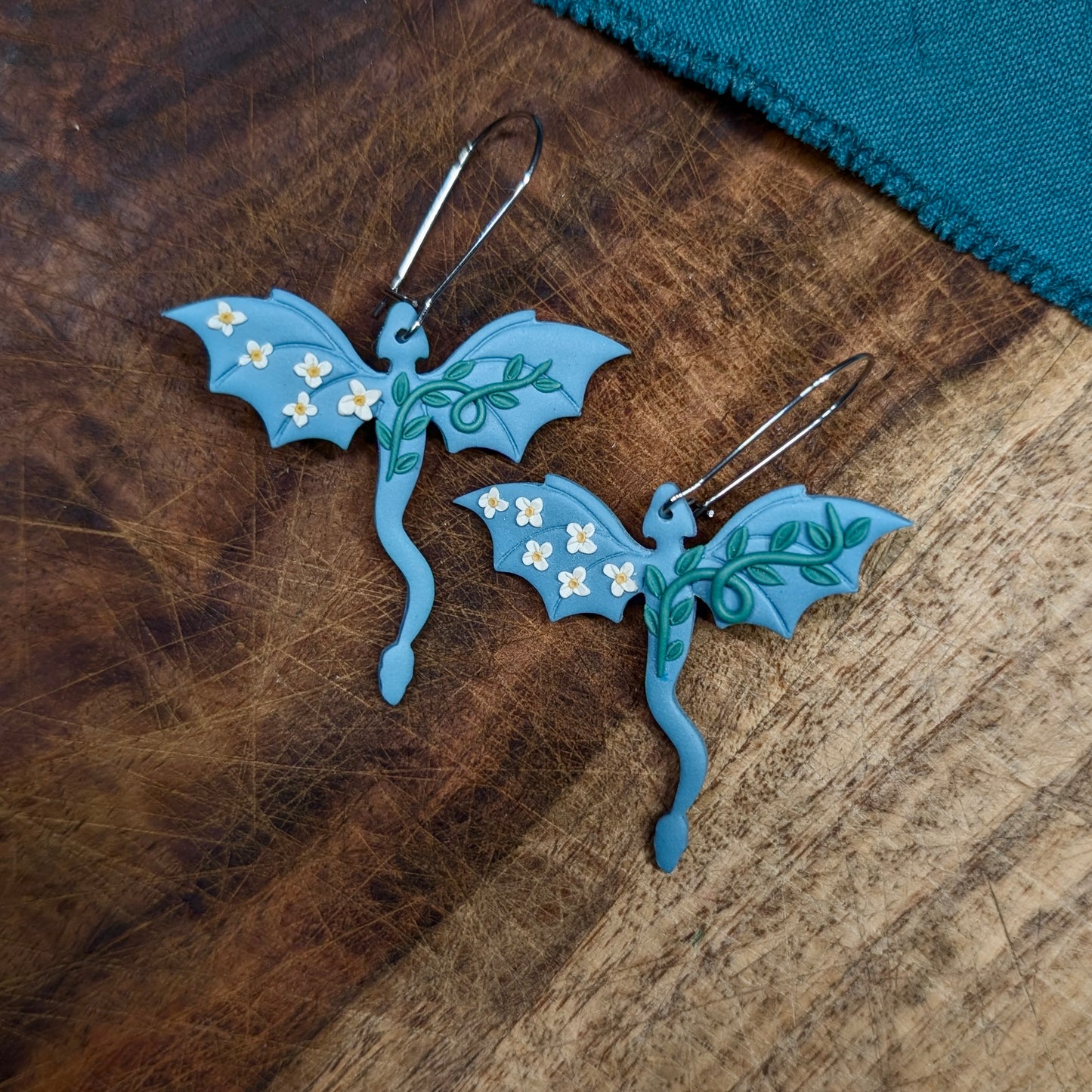 Blue Spring Dragon Earrings