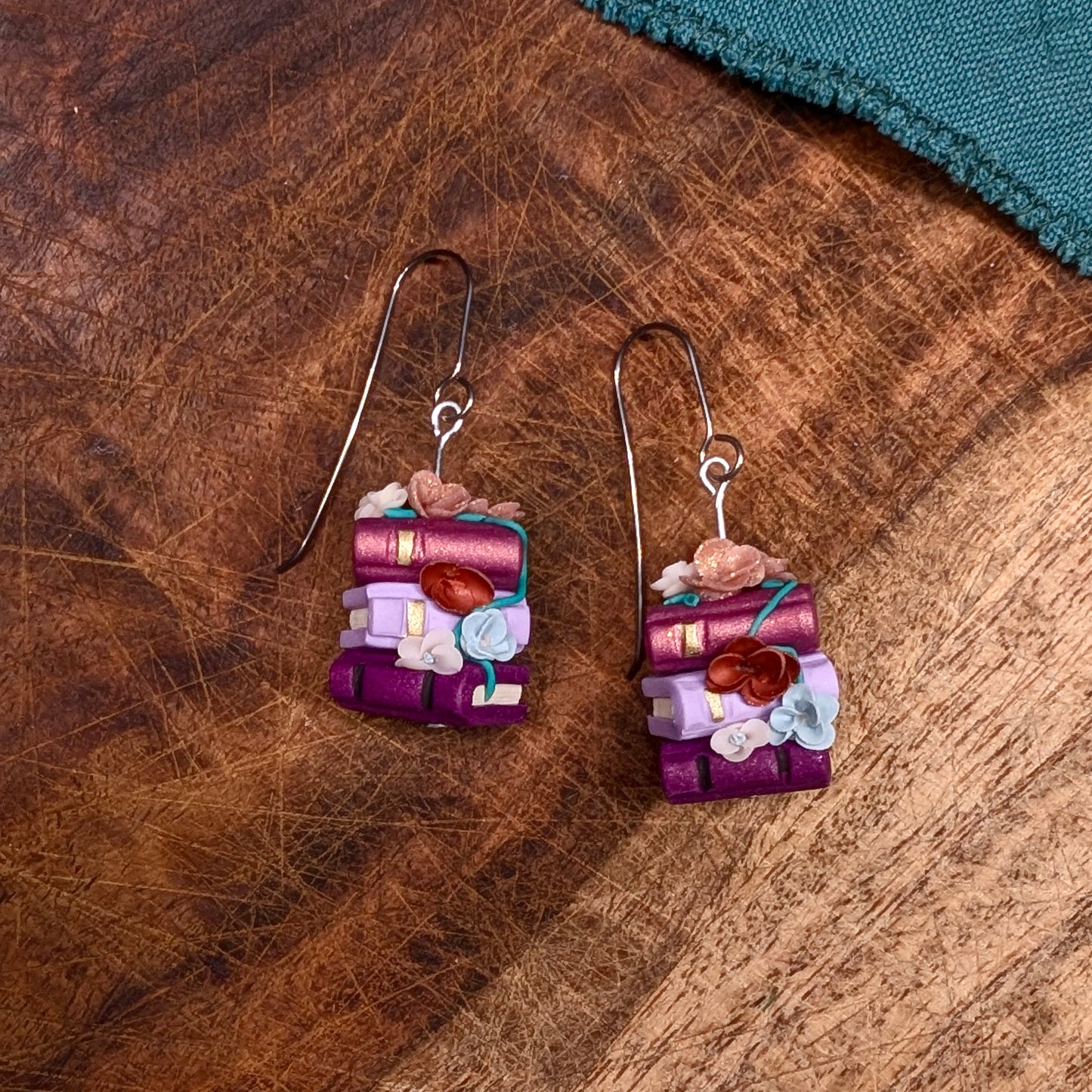 Floral Book Stack Earrings