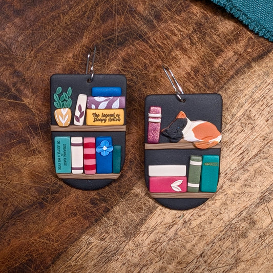 Elizabeth Bookshelf Earrings with "Sleepy Hollow" and "Jekyll & Hyde"