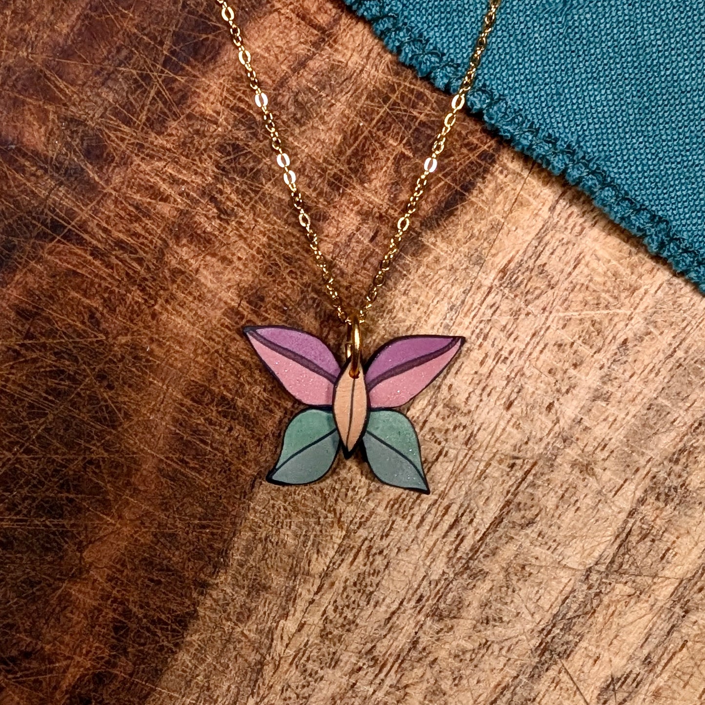 Bold Rainbow Butterfly Necklace