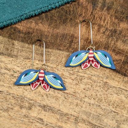 Vibrant Moth Earrings in Stripes