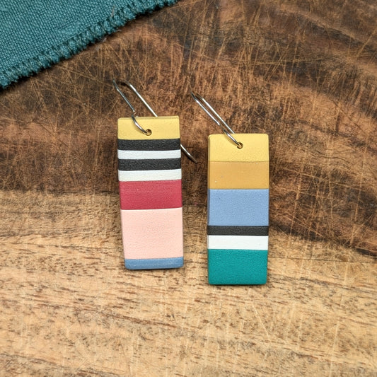 Stripey Bar Earrings in Bright & Bold Colors